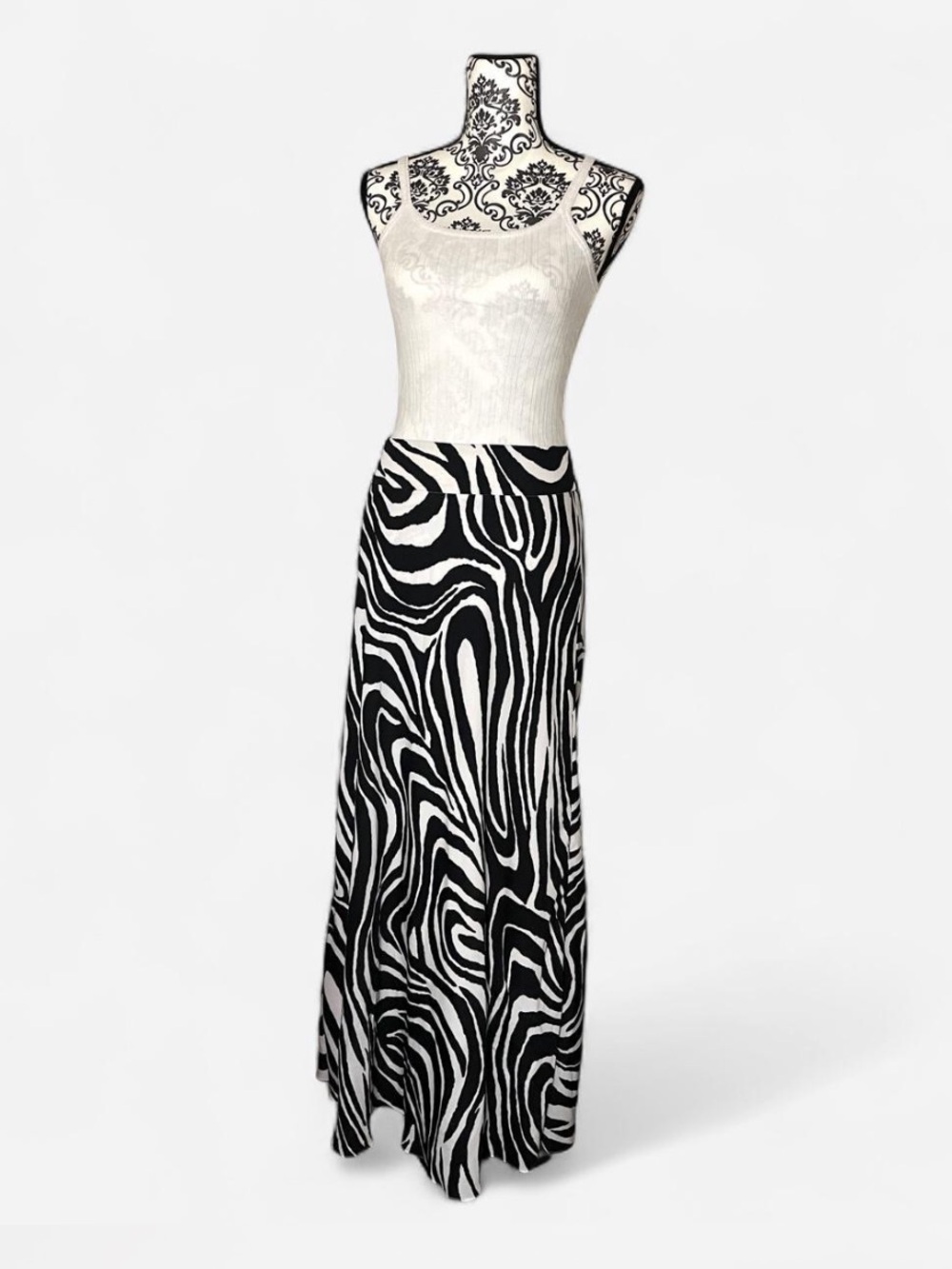 Banana Republic Black and White Zebra-Print Maxi Skirt